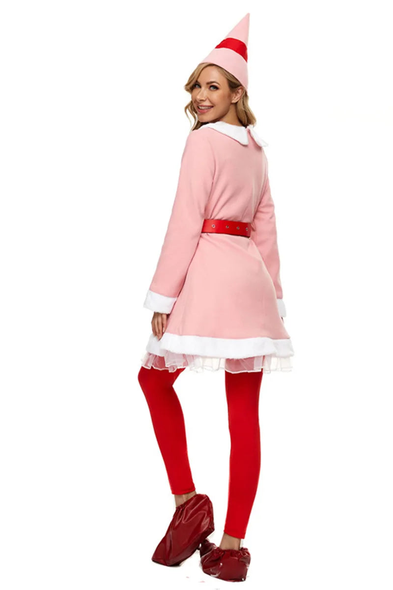 Christmas Elf Costume Christmas Buddy Santa Claus Green Suit Hat Coat Pants Men Outfit Xmas New Year Adult Clothes Set ﻿