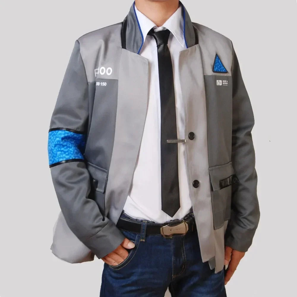 Unisex Adult Detroit Become Human Connor Replica Cosplay Outfit Classic RK800 Long Coat Masquerade Fancy Dress