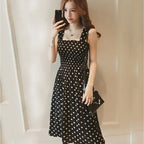 robe femme Summer Polka Dot Womens Dresses Elegant Square Neck