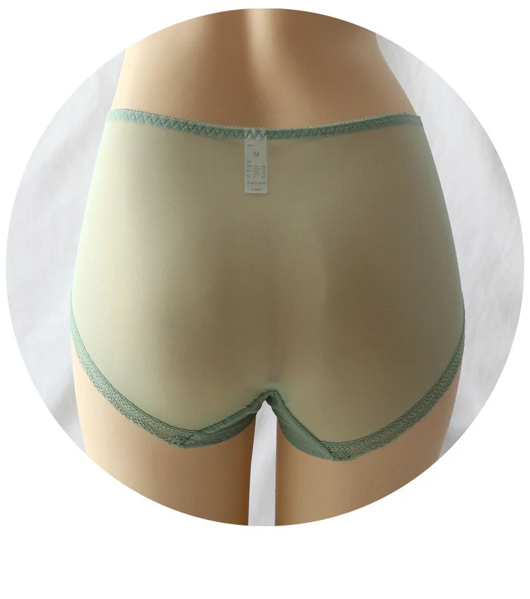 Women Transparent Lace Panties Large Sizes with High Waist Summer Sexy Mesh Hollow Out Briefs Women's Underwear Plus Size