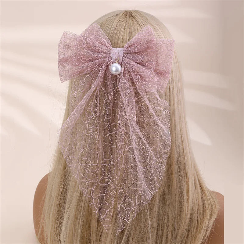 1/6 Pcs Women's Hair Clip Bow Elegant Sweet Cute Kawaii Hairpins Fashionable Trendy Versatile Lace Lolita Hair Accessories Girls