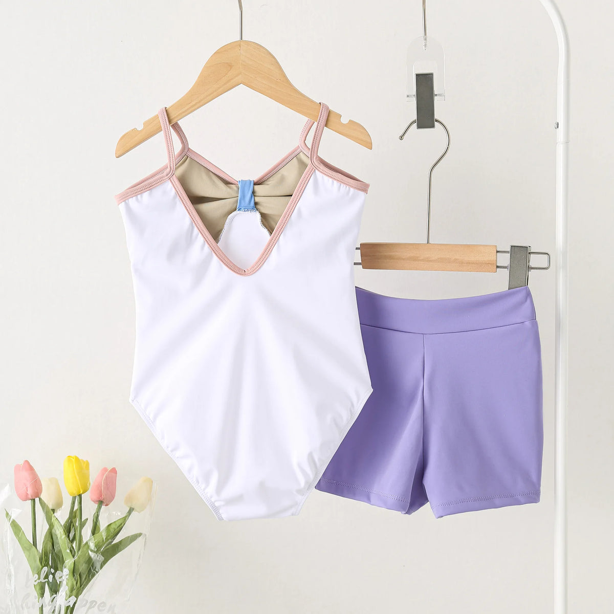 Enfant Ballet Tights Dance Suspenders Contrasting Color Vests Training Clothes Enfants Ballets Professional Gymnastics Clothes