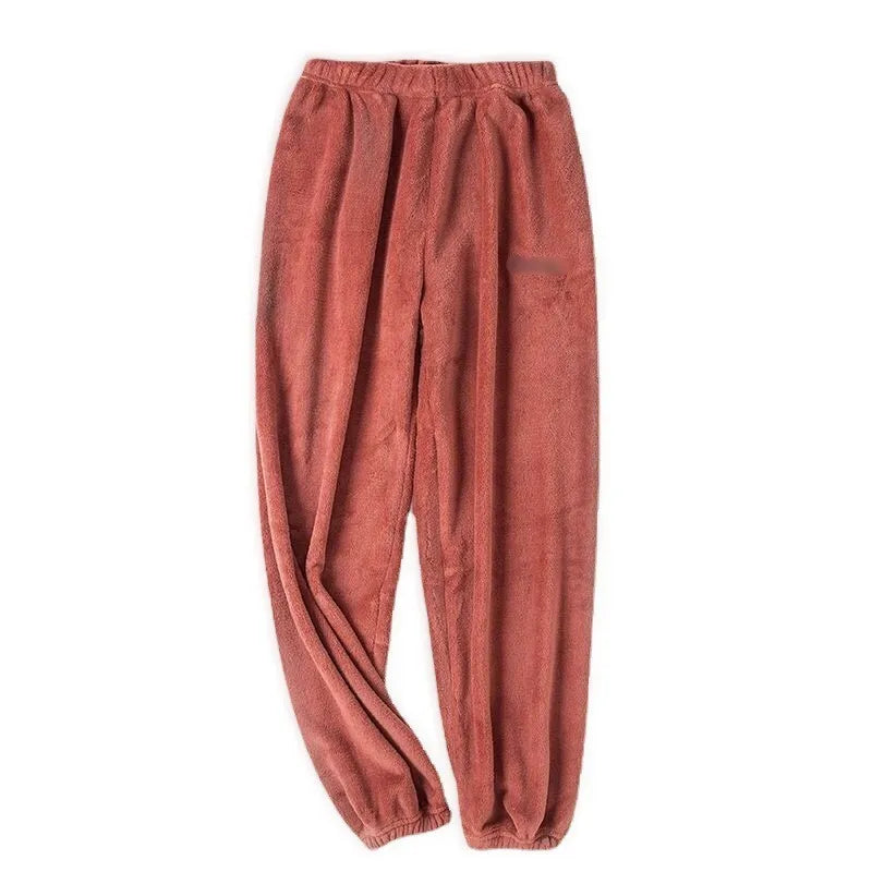 Winter Plush Pajama Pants for Women Soft Fleece Lined Thermal Lounge Wear Warm Elastic Waist Sleep Pants Cozy Home Clothing