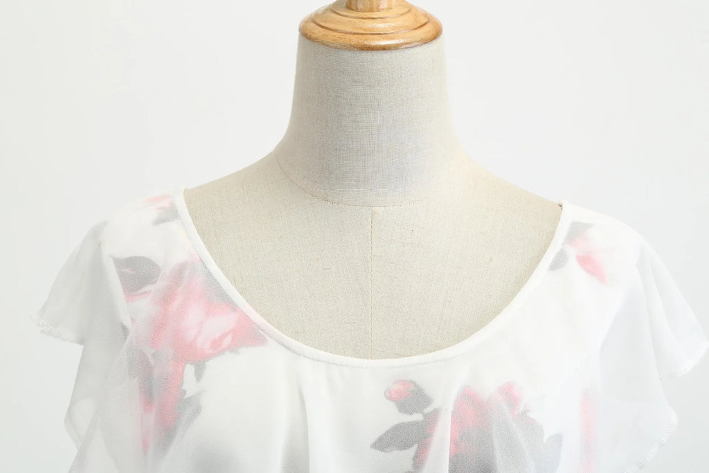 Dresses For Women Summer Style 2025 New Elegant Floral Printing Splicing Sexy Dresses Casual Office Lady Vestido Female Clothing
