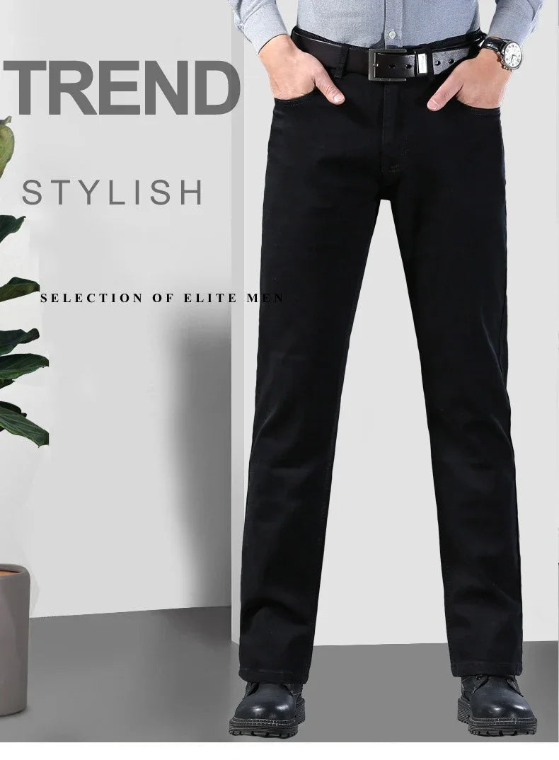 Men Classic Advanced Fashion Brand Jeans Jean Homme Man Soft Stretch Black Biker Masculino Denim Trousers Mens Pants Overalls