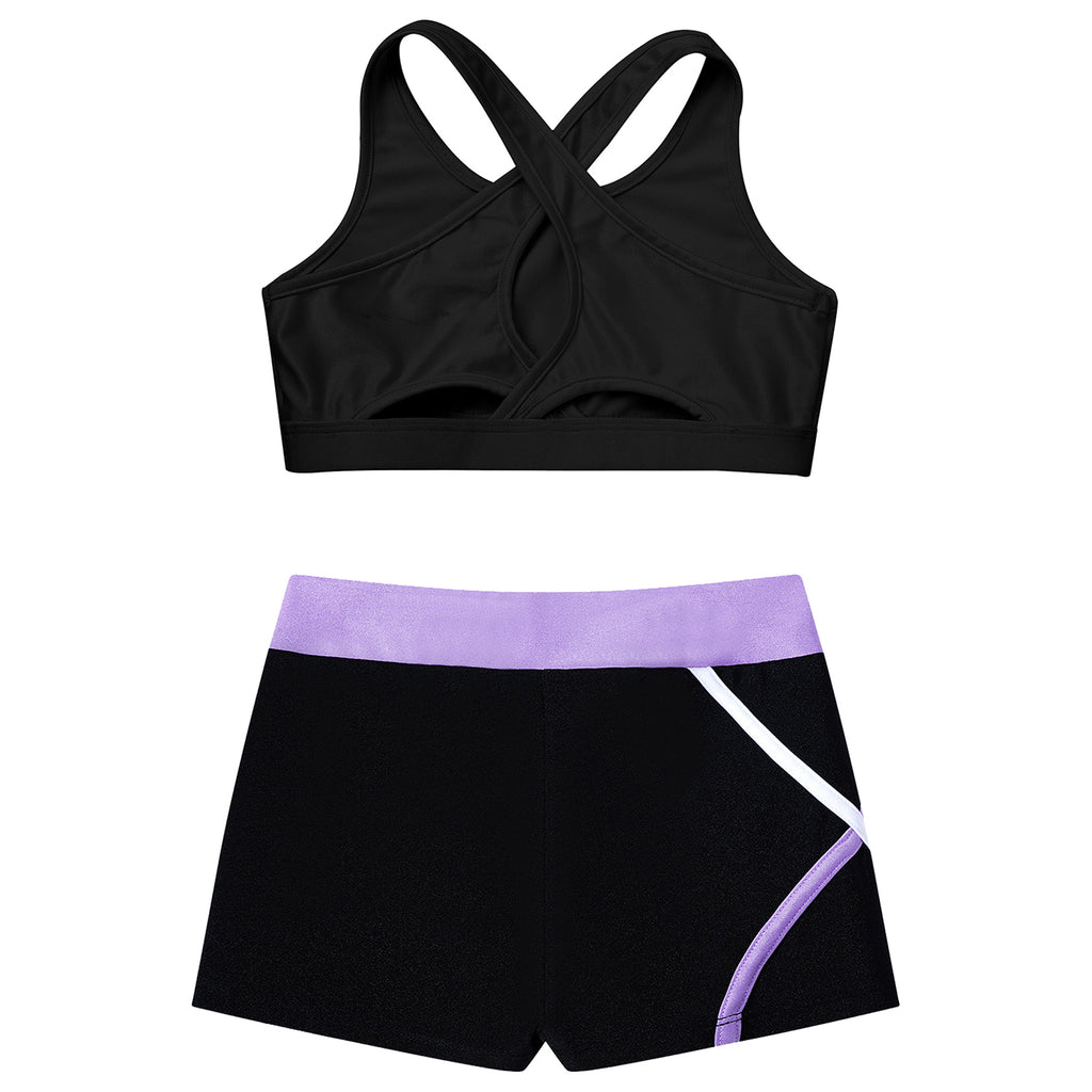 Children's Clothing Girls Ballet Dance Suits Crop Top + Shorts Sports Sets for Running Gym Workout Outfit 8 10 14 16 Kids Sets