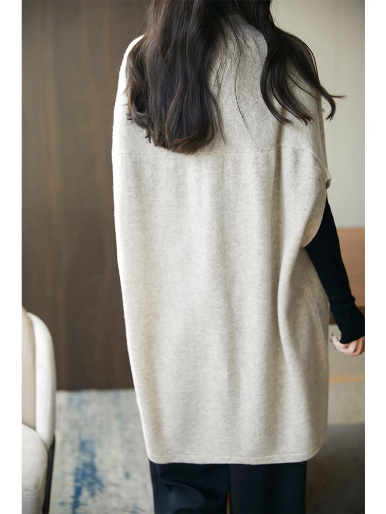 Cardigan Laine Mérinos 100% Femme – Cachemire Doux Col V Automne Hiver