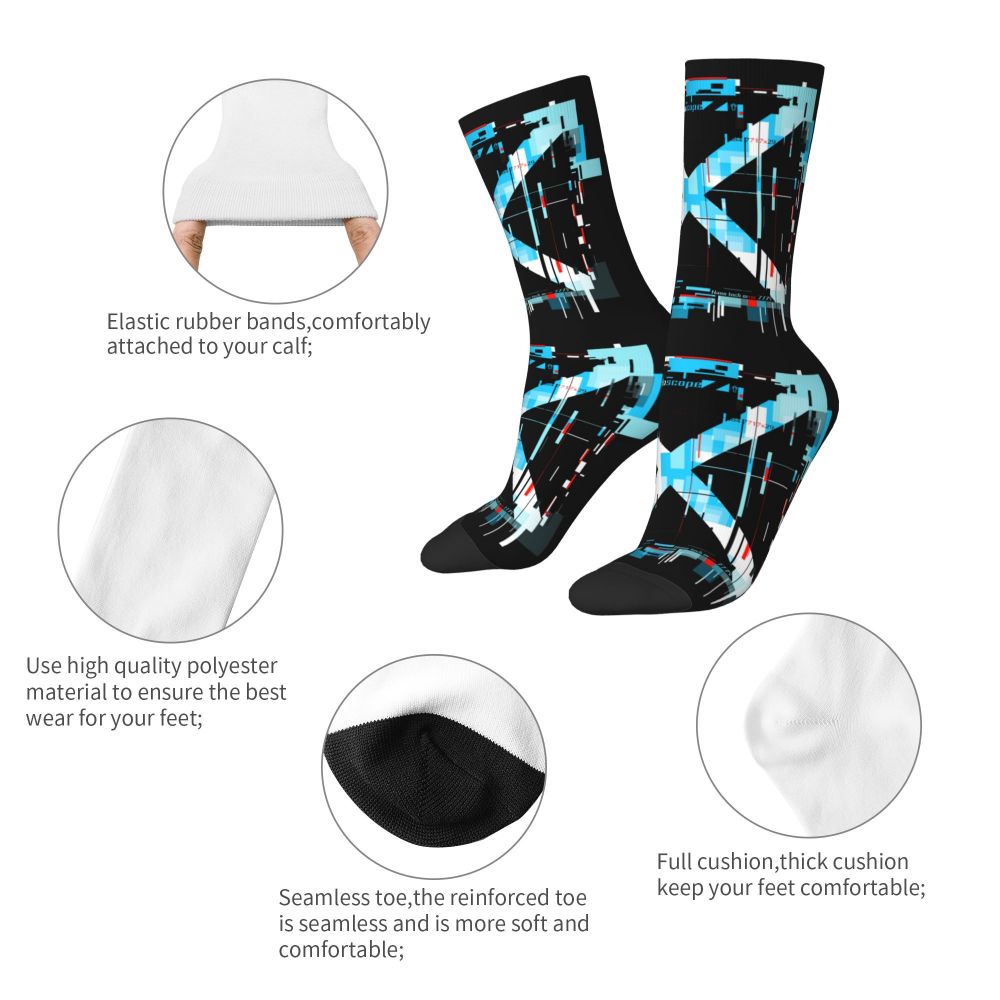 Techwear Men's Crew Socks Unisex Fun Japanese Future Tech Street Wear Style Spring Summer Autumn Winter Dress Socks