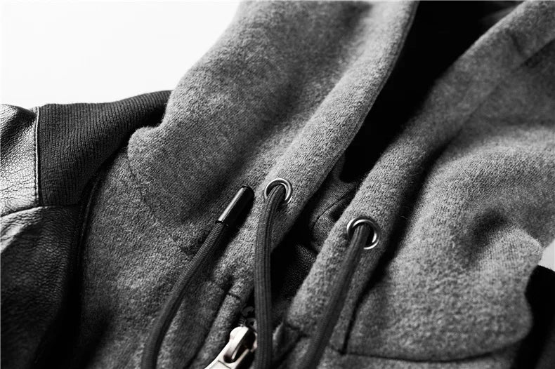 Veste Moto Femme Cuir PU – Capuche Amovible Slim Noir Streetwear