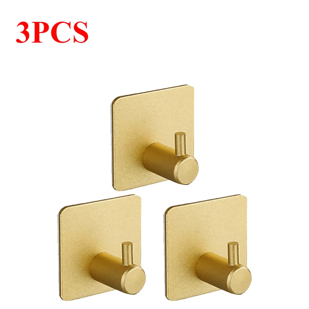 Crochets Muraux Autocollants Inox – Porte-Manteau Serviettes Salle de Bain