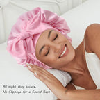 New Satin Solid Sleeping Hat With Stretchy Tie Band Elastic For Women