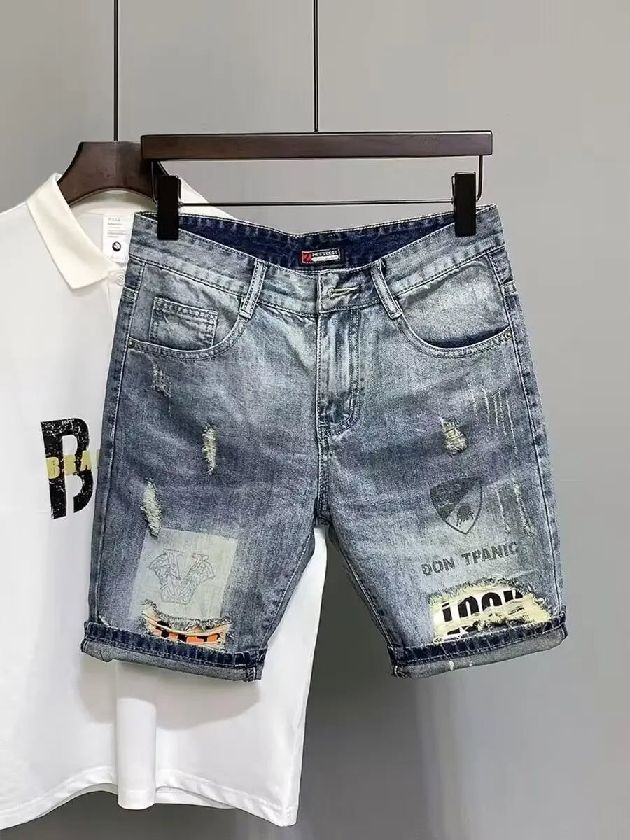 Short en jean homme Y2K – Coupe ample streetwear délavée