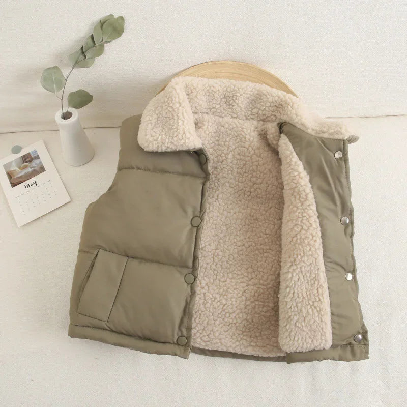 Gilet Sans Manches Enfant À Capuche – Imprimé Cartoon Chaud Automne Hiver 7-13 Ans