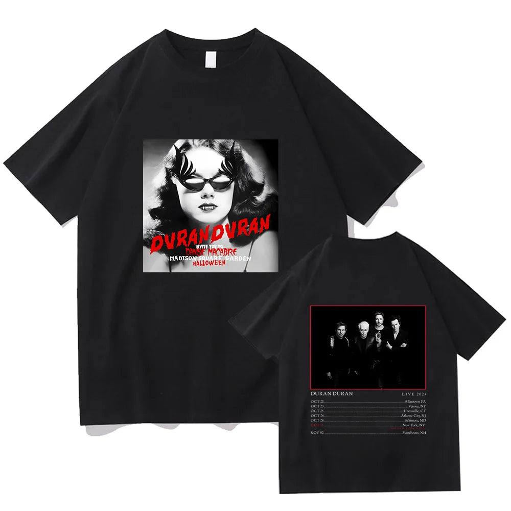 Fashion Vintage Men's Women T-shirt Duran Duran 2024 Concert Tour Tee-shirt Large High Quality Cotton Tshirt O-neck Unisex Tops