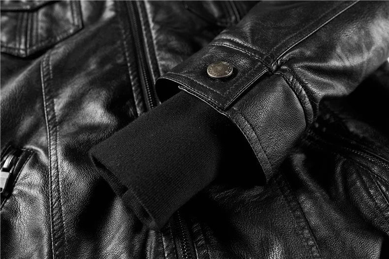 Veste Moto Femme Cuir PU – Capuche Amovible Slim Noir Streetwear
