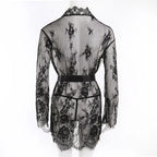 Women Sexy Lingerie Erotic Transparent V-Neck Lace Babydoll Nightwear
