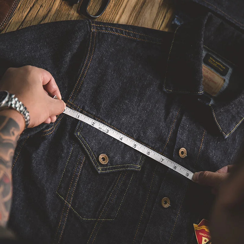 Veste Jean Homme Vintage MADEN – 14,8 oz Slim 100% Coton Printemps Automne