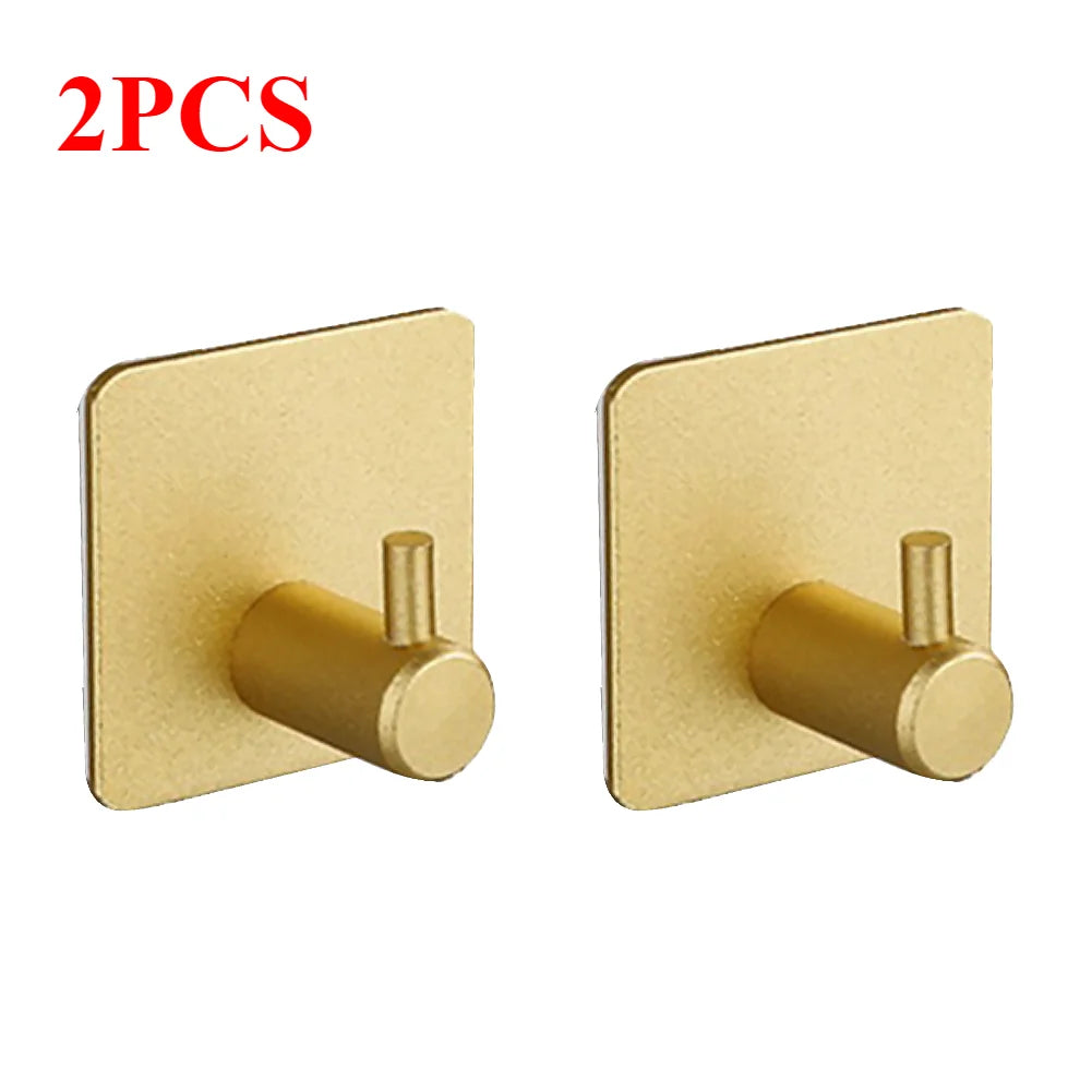 Crochets Muraux Autocollants Inox – Porte-Manteau Serviettes Salle de Bain