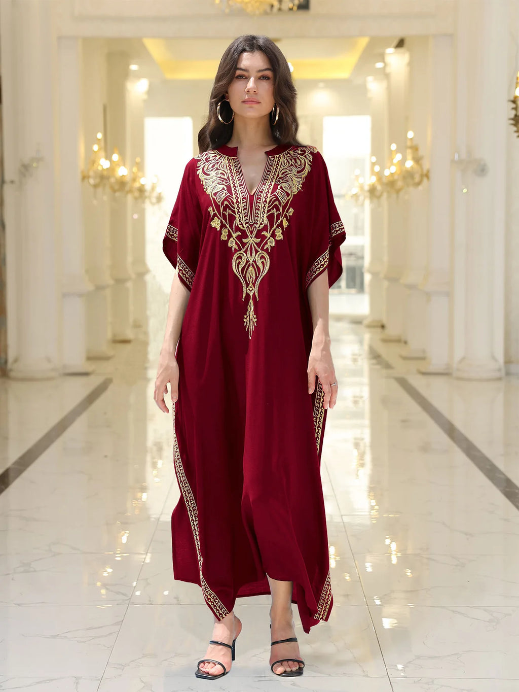 Boho Dress Women's Fashion Cotton Embroidered Beach Sun Protection Dresses For Women Loose Robe Bikini Swimsuit Outer Blouse