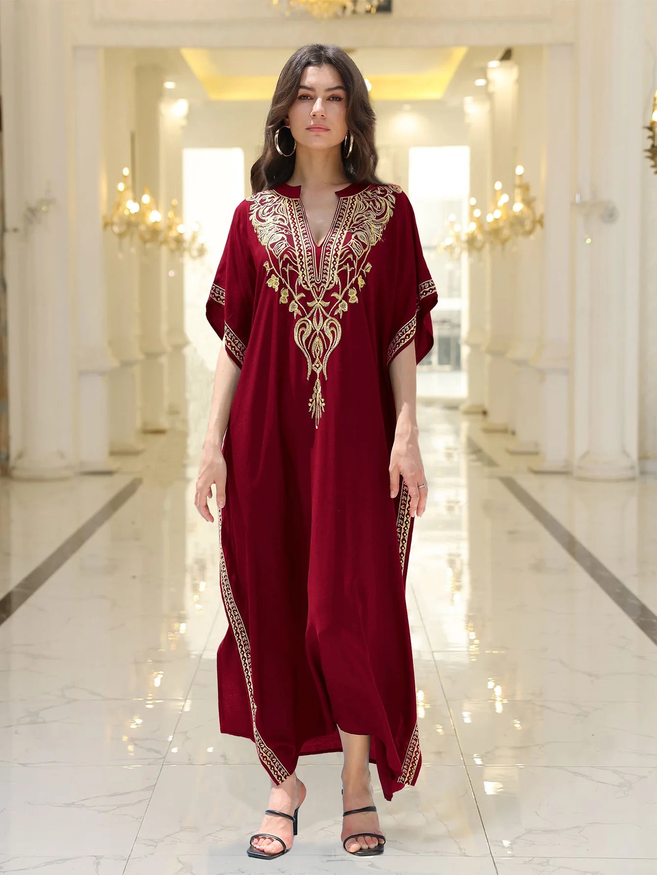Boho Dress Women's Fashion Cotton Embroidered Beach Sun Protection Dresses For Women Loose Robe Bikini Swimsuit Outer Blouse