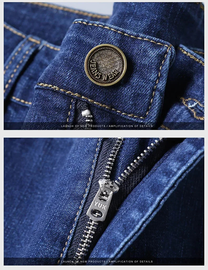 Men's Spring Autumn Vintage Black Business Jeans Men Casual Straight Stretch Classic Work Denim Trousers  Comfortable  Pant