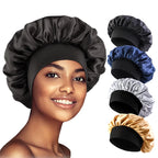 Women's Satin Solid Bonnets Wide-brimmed Night Sleeping Bathing Hat
