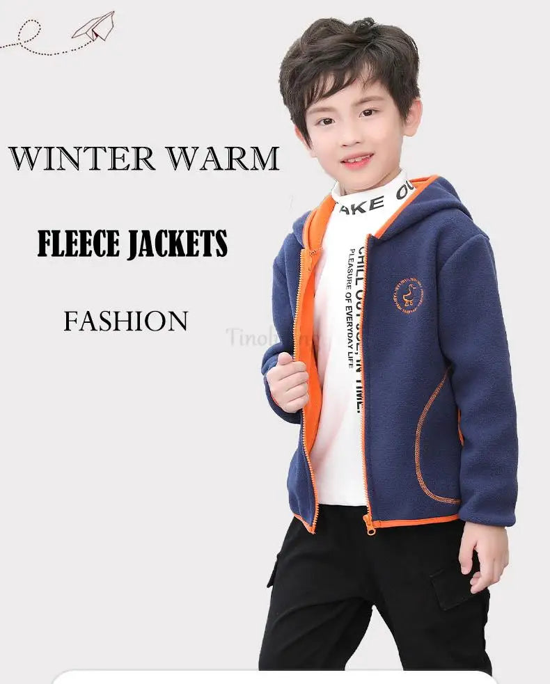 Manteau Polaire Enfant À Capuche – Double Polaire Chaud Zipé 2-14 Ans