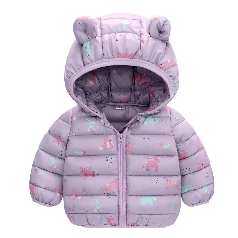 Doudoune Enfant Dinosaure À Capuche – Chaude Hiver 1-6 Ans Unisexe
