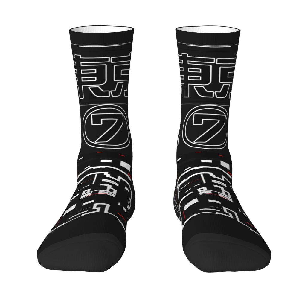 Techwear Men's Crew Socks Unisex Fun Japanese Future Tech Street Wear Style Spring Summer Autumn Winter Dress Socks