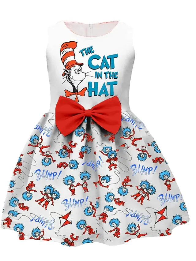 Children's Clothing Cartoon Animals Sleeveless Dress Bow Round Neck Swing Skirt Fashion Christmas