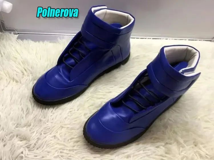 Sneakers Montants Cuir Brillant Homme – Semelle Épaisse Lacets Automne Hiver