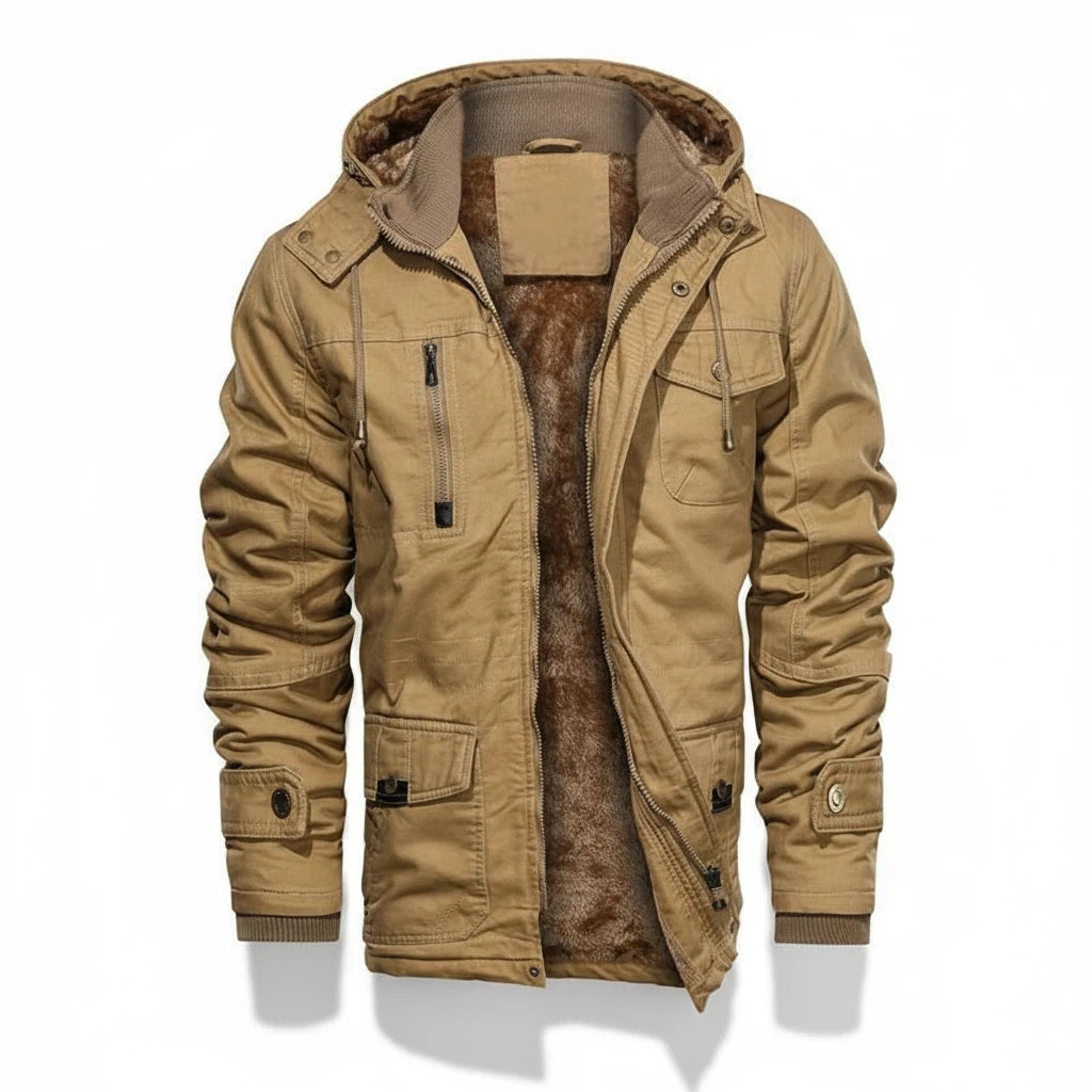 2025 New Men Velvet Cotton Jacket Autumn Winter Thickened Casual Coat Workwear Style Outdoor Warm Fleece Lined Mens Coat