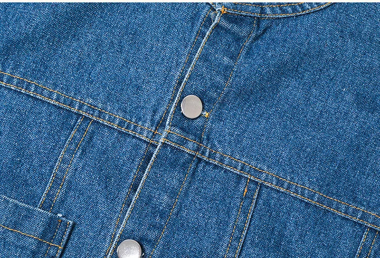 New Fashion Kids Girl Denim Vest Wasitcoat with Smile Face Outerwear Vintage Blue Children Casual Sleeveless Denim Jacket Outfit