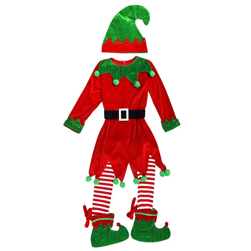 Enfant Elf Costume Christmas Toddler Niño Red Velvet Holiday Elfs Outfit Fancy Dress Up Costumes For Enfants New Arrivals 2026