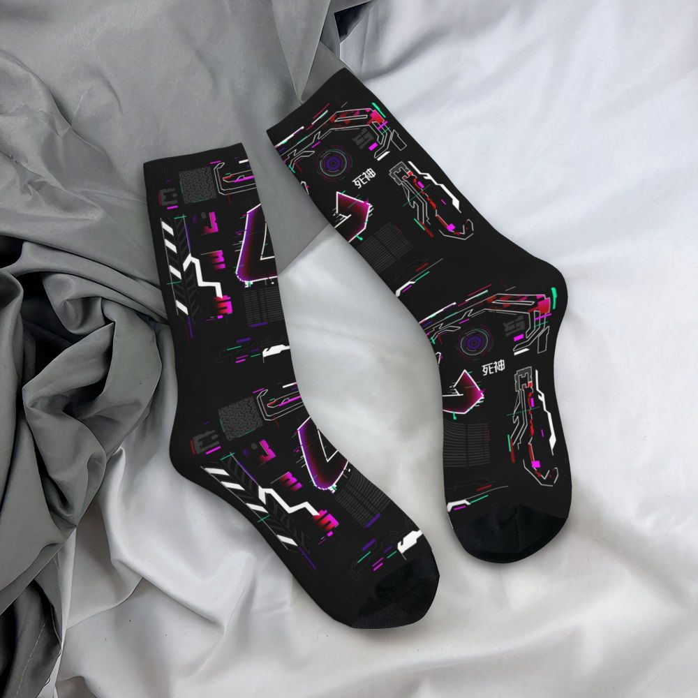 Techwear Men's Crew Socks Unisex Fun Japanese Future Tech Street Wear Style Spring Summer Autumn Winter Dress Socks