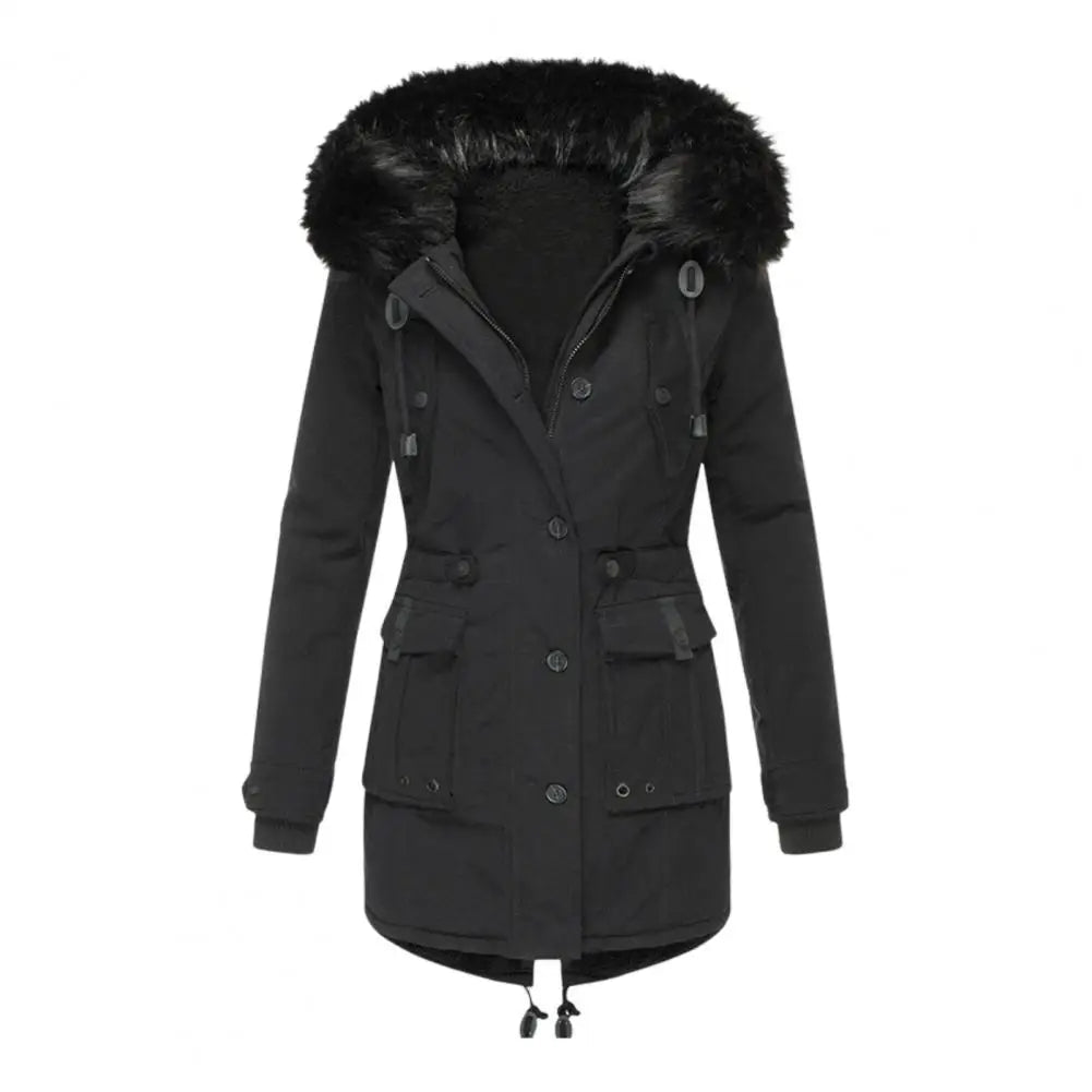 Adding Velvet Thickening Overcoming Outerwear Women's Cotton Jacket 2025 Winter Item Slimming Cotton Coat Outwear Jacket