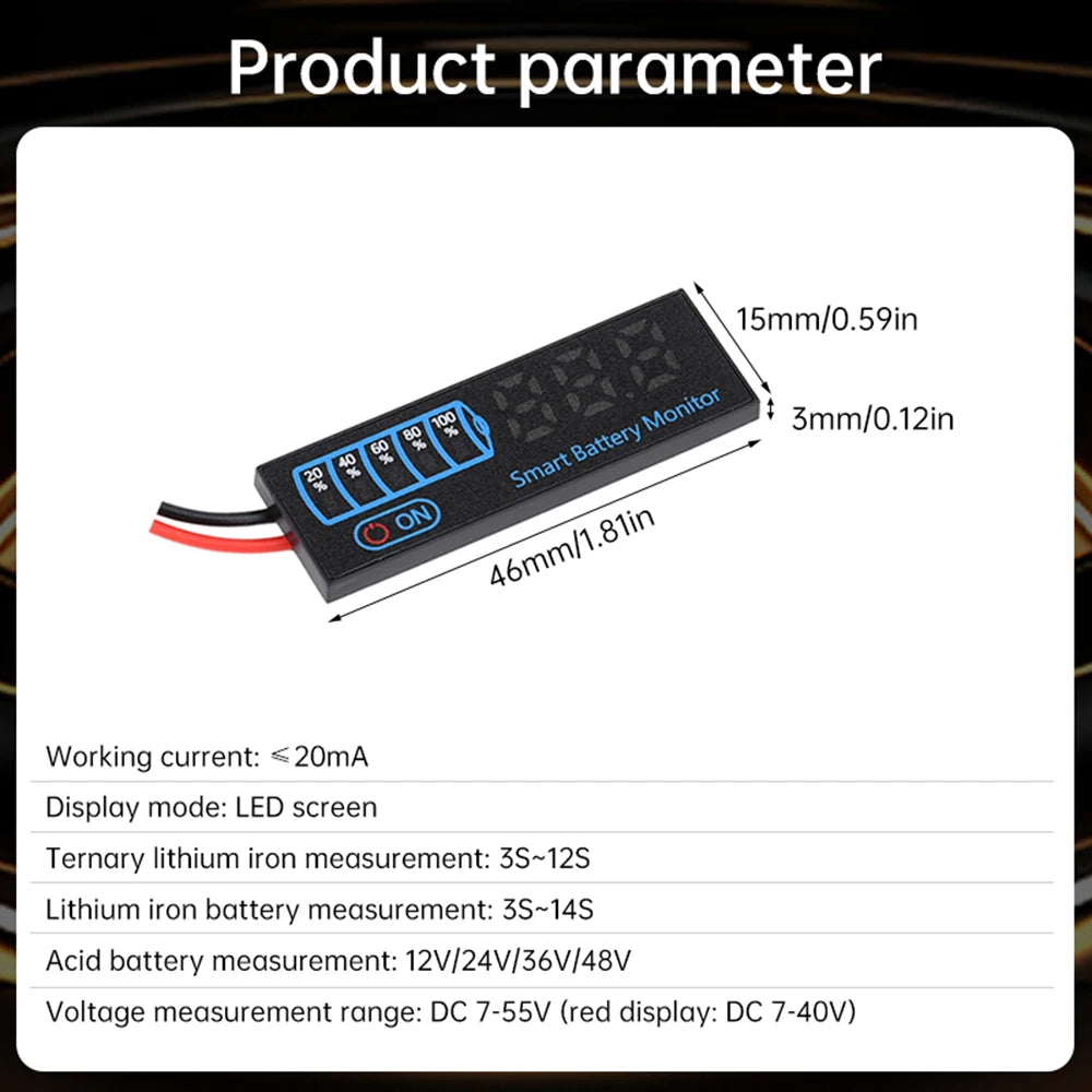 Indicateur de Charge Batterie LED DC 7-55V