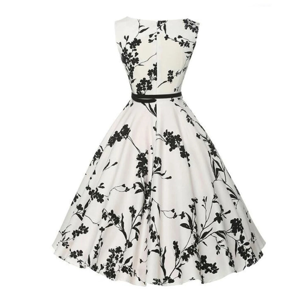 Women Dress Vintage Robe Audrey Hepburn Rockabilly Retro Sleeveless Print Party dresses Summer Vestidos