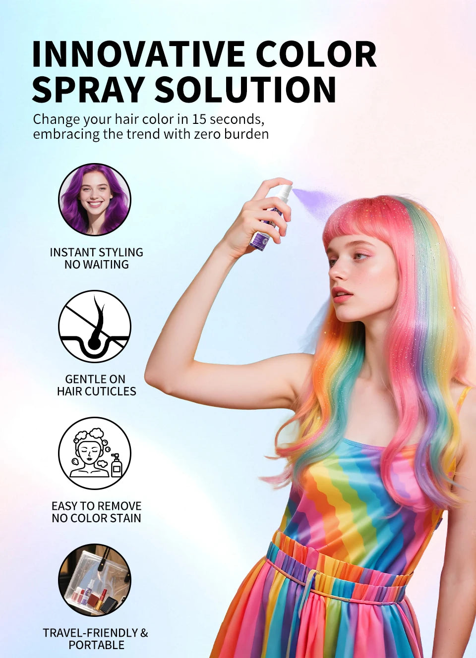 Hair Color Spray Hairs Dyed Hair Colour Styling Product Long Lasting Dye for Hair Beards Coloring Temporary Hair Colour Cream