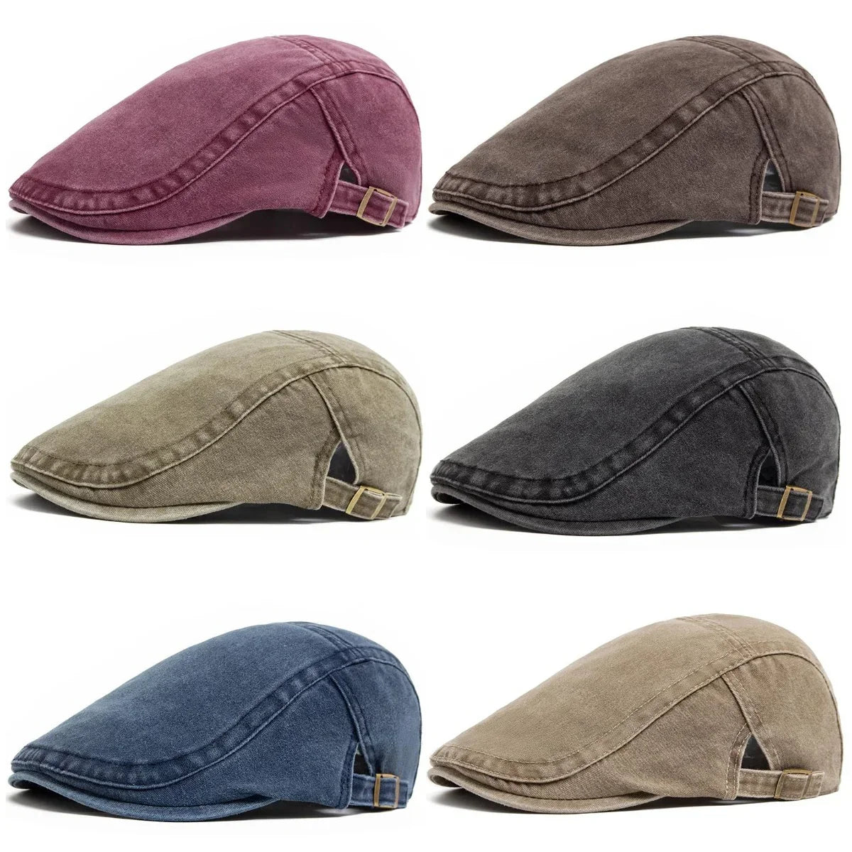 Vintage Washed Denim Beret Hat Retro American Street Forward Cap Painter Newsboy Visor Cap Unisex Beret Dressing Accessories