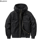 New 2026 Men's Thicken Warm Cotton Jackets Autumn Winter Fleece-lining Loose Casual Hooded Cargo Coats Men Parkas Jackets M-6XL