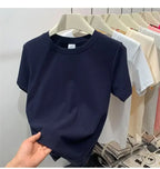 Summer Plus Size T Shirts for Women High Quality Solid Casual Female Korean Streetwear Tees Unisex Basic Solid Young Cool Tops