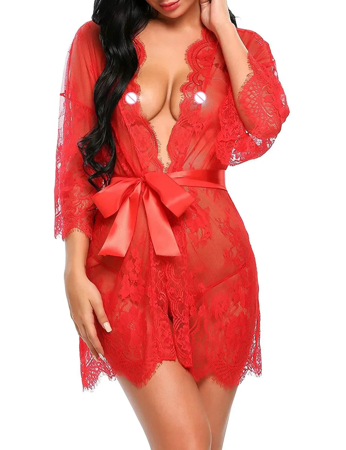 Kimono Dentelle Transparent Femme