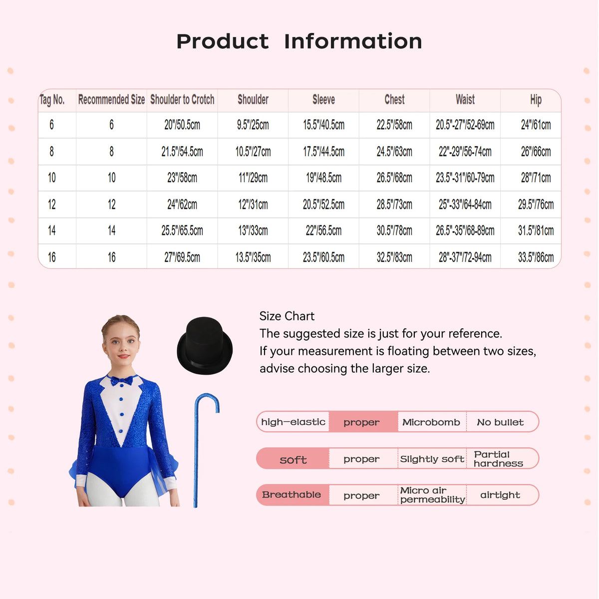 Kids Girls Majorette Leotards Showman Jazz Dance Costume Magician Outfit Tuxedos Bodysuit with Hat And Crutch Sequins Leotard