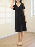 Plus size L to 6XL Modal V-Neck sleepdress summer women Loose homewear dress solid color casual long nightdress comfort homewear