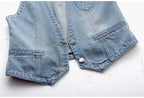 Gilet en jean femme – Col V et fermeture boutonnée