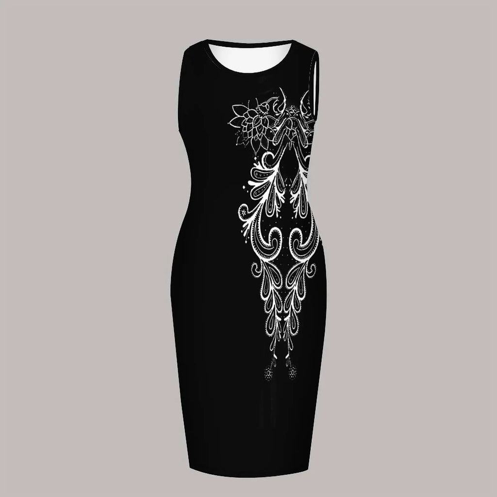 Plus Size Women's Suit Fashion Top Printed Vest Dress Elegant Wedding Guest Attire Round-neck Two-piece Set Short-sleeved Coat