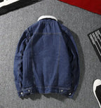 Men's Denim Jacket Autumn Winter Thickened Fleece Collar Cotton Jacket Loose Fit Warm Korean Style Lamb Velvet Lined Coat