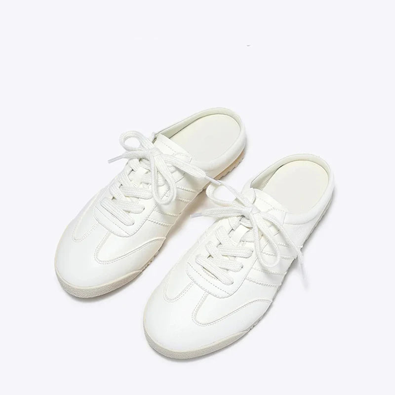 Mules Sneaker Femme – Talon Intérieur 5cm Bout Fermé Blanc Été