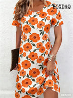 Plus Size Women's Dresses Summer Fashion Tie Dye Striped Flowers 3D